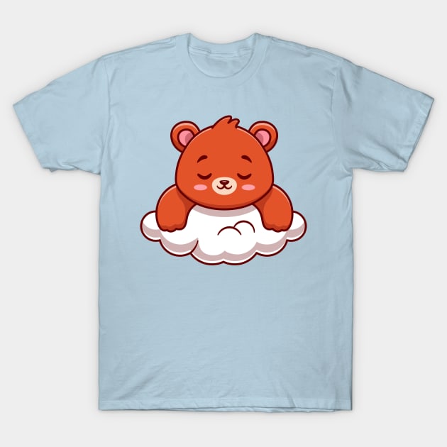 Cute Bear Sleeping On Cloud Cartoon T-Shirt by Catalyst Labs